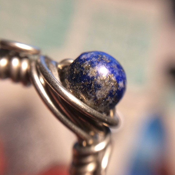 wirewrap Ring Blue Lápiz Lazuli Stone - Picture 4 of 6